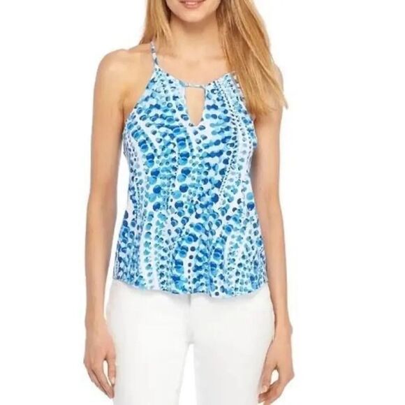 The Limited Tops - The Limited Keyhole Blue Summery Top